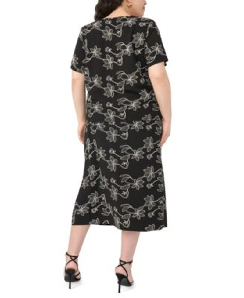 Vince Camuto Crewneck Short Sleeve Top Pull On Midi Skirt