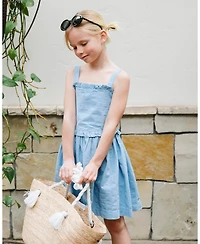 Hope & Henry Toddler Girls Organic Ruffle Edge Seersucker Apron Dress