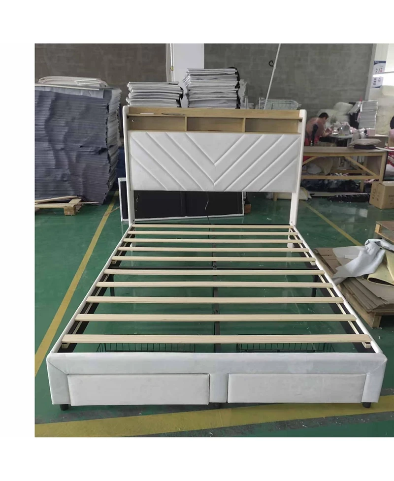 homfan Bed with 2 Storage Drawers