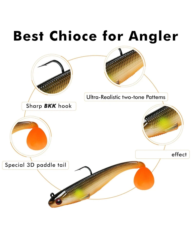 Gnuadz Easy Catch Pre-rigged Soft Swimbaits Vibrating Action Bass Fishing Lures