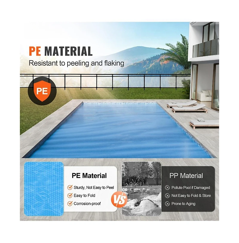 Sugift 28 x 14 ft Rectangle Solar Pool Cover 16 mil Blanket for Pools