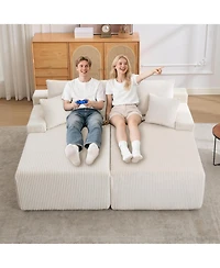 gaomon Oversized Corduroy Double Chaise Sofa - 78" Deep Seat, No Assembly, 4 Pillows & Armrests, Cloud Sleeper Loveseat for Living Room, Bedroom