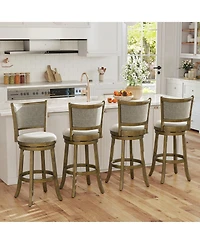 Gymax Swivel Bar Stools Set of 4 30 Inch Bar Height Chairs with Backrests and Wood Frame