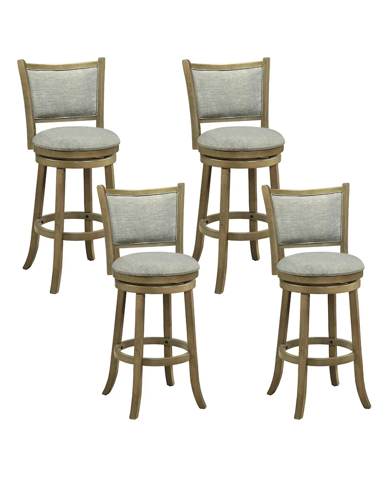 Gymax Swivel Bar Stools Set of 4 30 Inch Bar Height Chairs with Backrests and Wood Frame