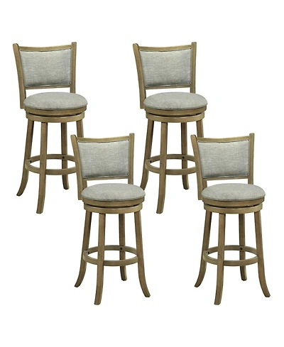 Gymax Swivel Bar Stools Set of 4 30 Inch Bar Height Chairs with Backrests and Wood Frame