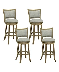 Gymax Swivel Bar Stools Set of 4 30 Inch Bar Height Chairs with Backrests and Wood Frame