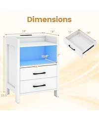 Sugift 23.5 in Nightstand with Charging Station and Open Storage Shelf