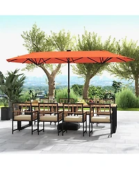 Sugift 13 ft Double Sided Patio Umbrella with Solar Lights