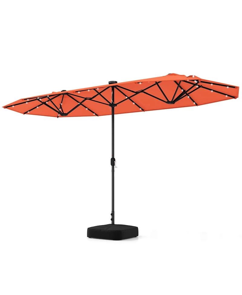 Sugift 13 ft Double Sided Patio Umbrella with Solar Lights