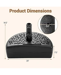 Sugift 55 Lbs Half Round Patio Umbrella Base for Deck Lawn Poolside