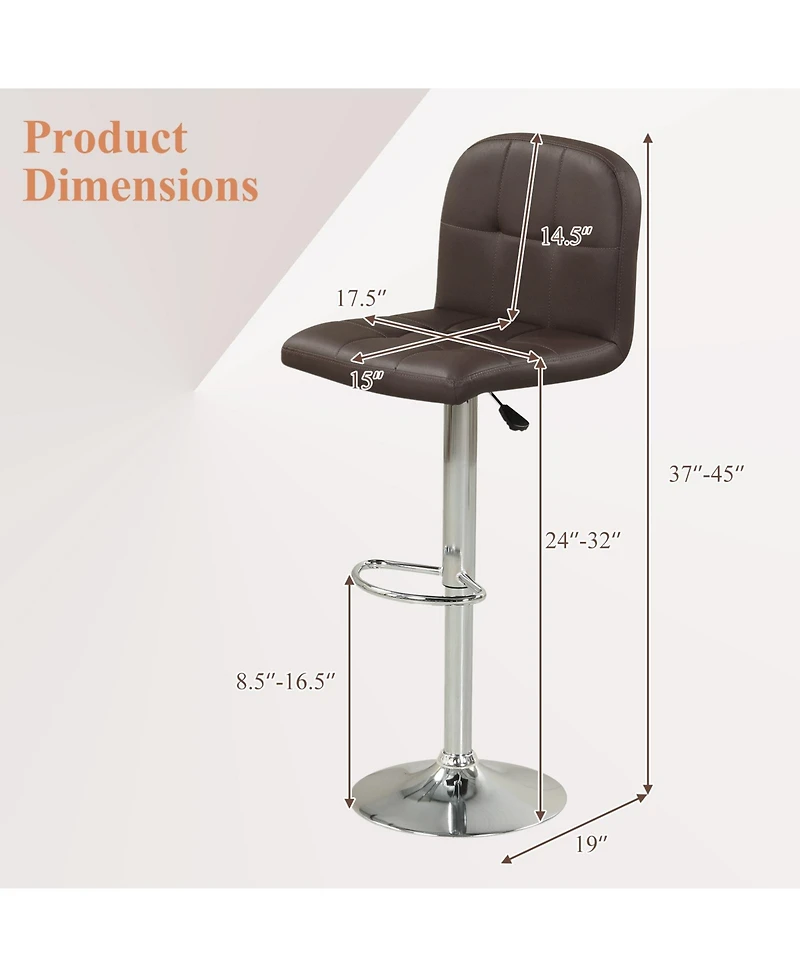 Gymax Swivel Bar Stools Set of with Backrests Footrests and Metal Base for Kitchen