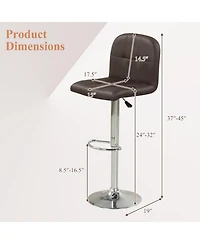 Gymax Swivel Bar Stools Set of with Backrests Footrests and Metal Base for Kitchen