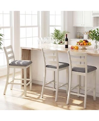 Gymax Bar Stools Set of 4 Upholstered Counter Height Barstools with Padded Seat Footrest