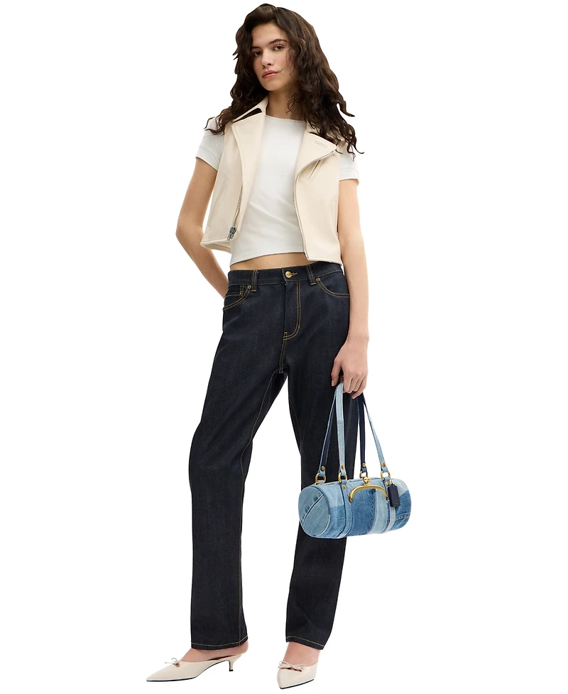 Coach Denim Kiss-Lock Barrel Small Shoulder Bag 28