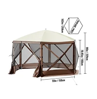Sugift 10 x 10 ft Pop-Up Camping Gazebo Screen Tent 6 Sided Canopy Shelter for 8 People