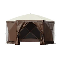 Sugift 10 x 10 ft Pop-Up Camping Gazebo Screen Tent 6 Sided Canopy Shelter for 8 People