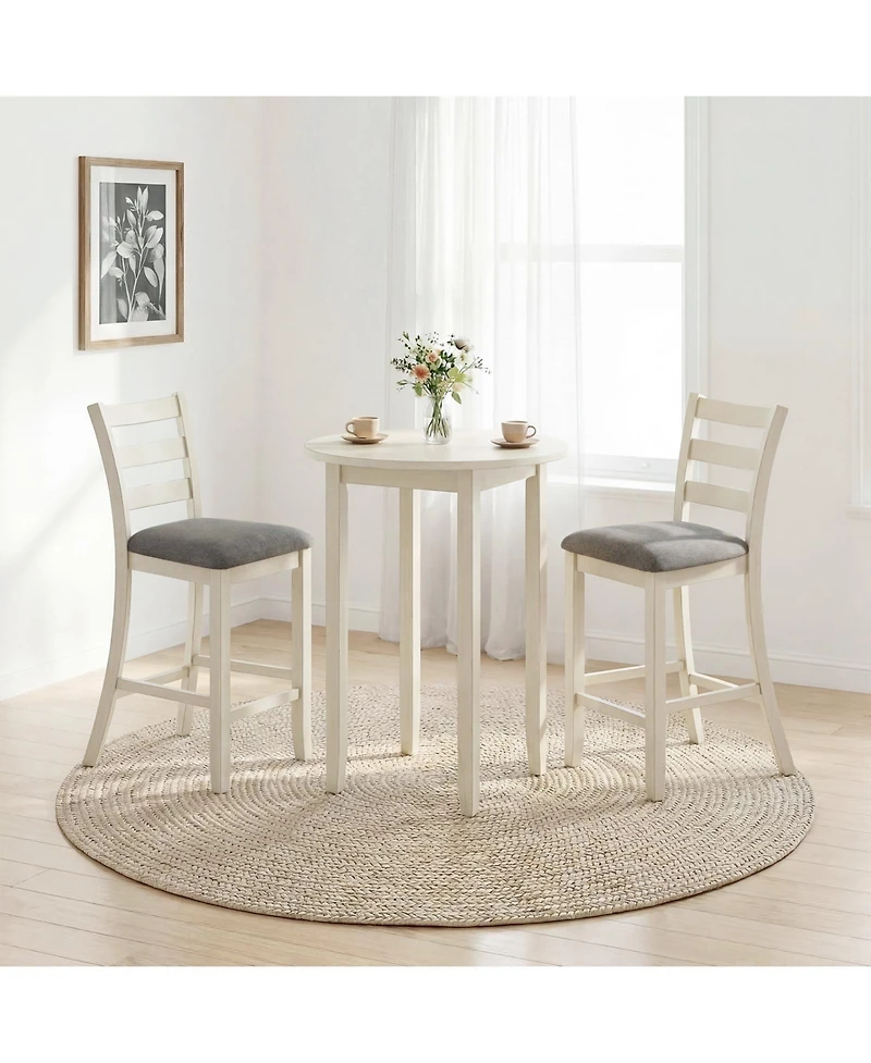 Gymax Bar Stools Set of Upholstered Counter Height Barstools with Padded Seat Footrest