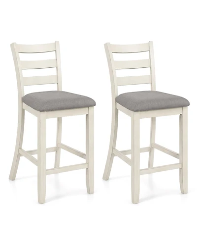 Gymax Bar Stools Set of Upholstered Counter Height Barstools with Padded Seat Footrest
