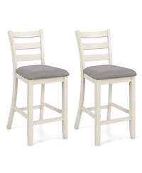 Gymax Bar Stools Set of Upholstered Counter Height Barstools with Padded Seat Footrest