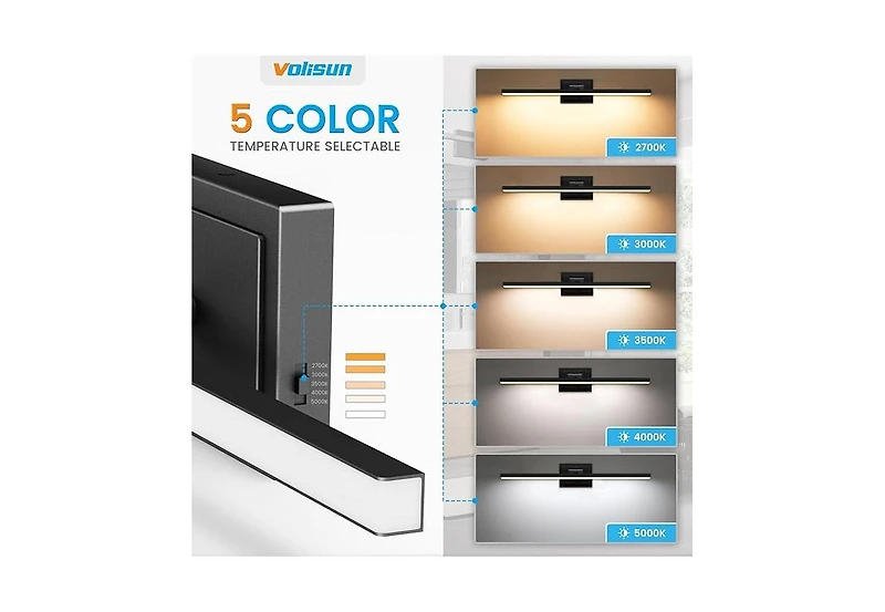Midola Modern Bathroom Vanity Light 24 inch, Rotatable, 14W Dimmable 5CCT Led Bathroom Light Fixture Over Mirror, Bar Vanity Light for Bathroom Mirror