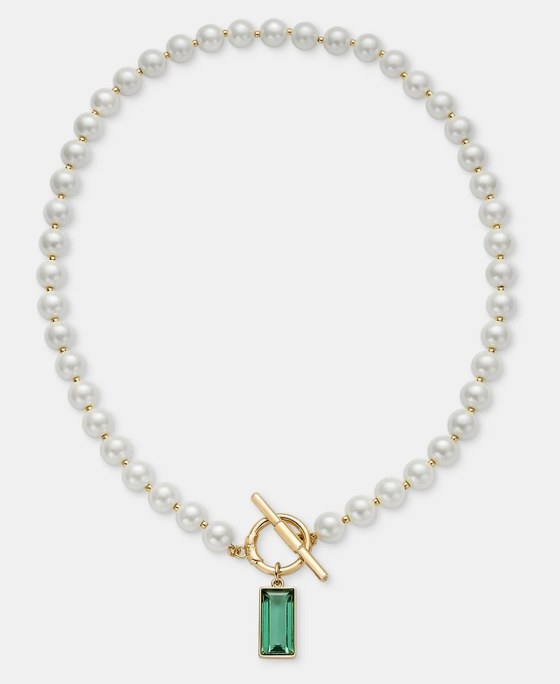 Lauren Ralph Lauren Baguette Stone & Imitation Pearl 16" Pendant Necklace