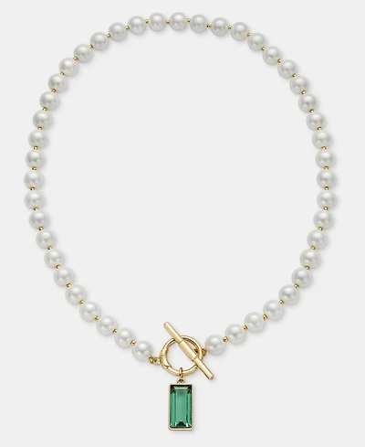 Lauren Ralph Lauren Baguette Stone & Imitation Pearl 16" Pendant Necklace