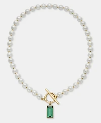 Lauren Ralph Lauren Baguette Stone & Imitation Pearl 16" Pendant Necklace