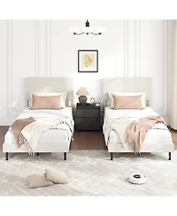 Slickblue Upholstered Velvet Platform Bed with Chevron Headboard