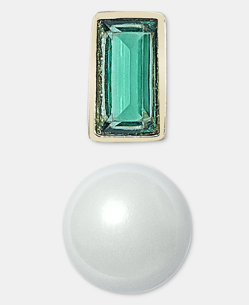 Lauren Ralph Lauren 2-Pc. Set Baguette Stone & Imitation Pearl Stud Earrings