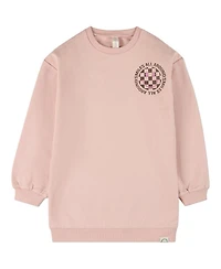 MeMoi Toddler Girls Smiles All Around Cotton-Rich Fleece Sweatshirt Dress