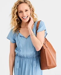 Style & Co Women's Tiered Chambray Dress, Macy's Exclusive
