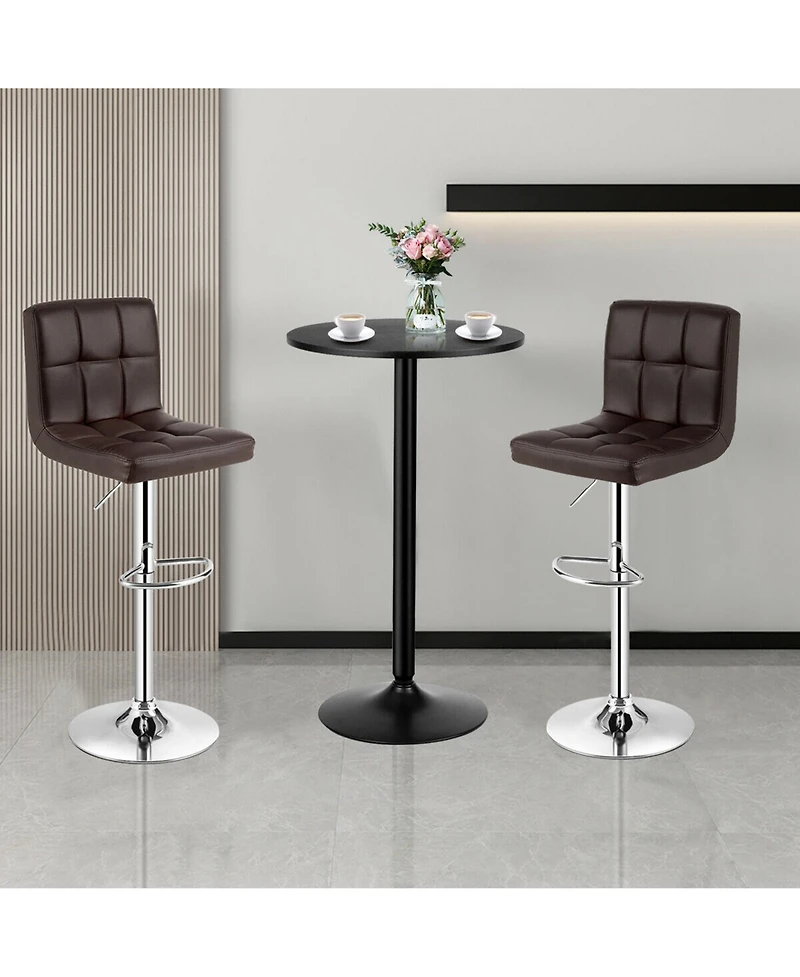 Gymax 3PCS Pub Table Set 24'' Round Bar Table and 2 Adjustable Bar Stools