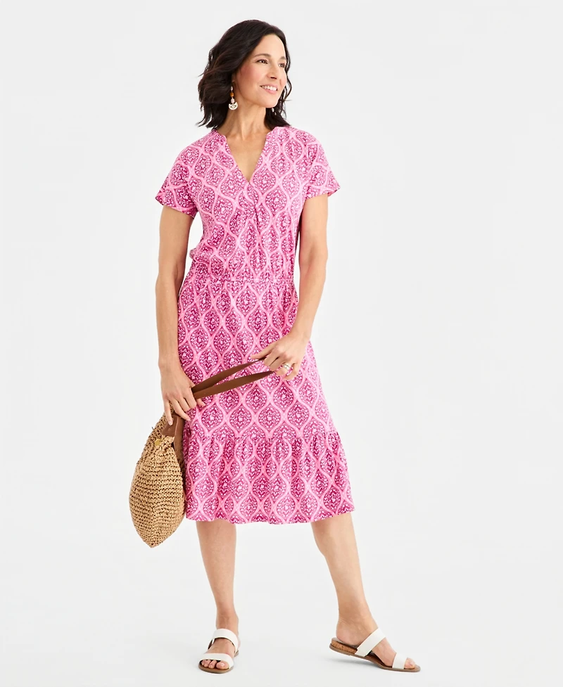 Style & Co Women's Printed Short-Sleeve Knit Dress, Macy's Exclusive