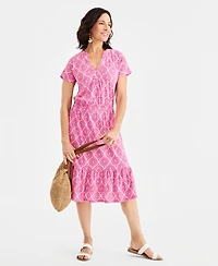 Style & Co Women's Printed Short-Sleeve Knit Dress, Macy's Exclusive