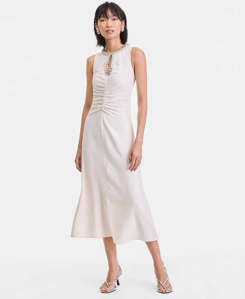 I.n.c. International Concepts Women's Sleeveless Jewelry-Embellished Midi Dress, Macy's Exclusive