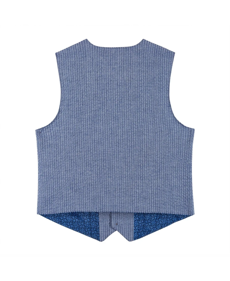 Andy & Evan Toddler Boys and Toddler/Child Blue Pink Seersucker Vest Suit Set