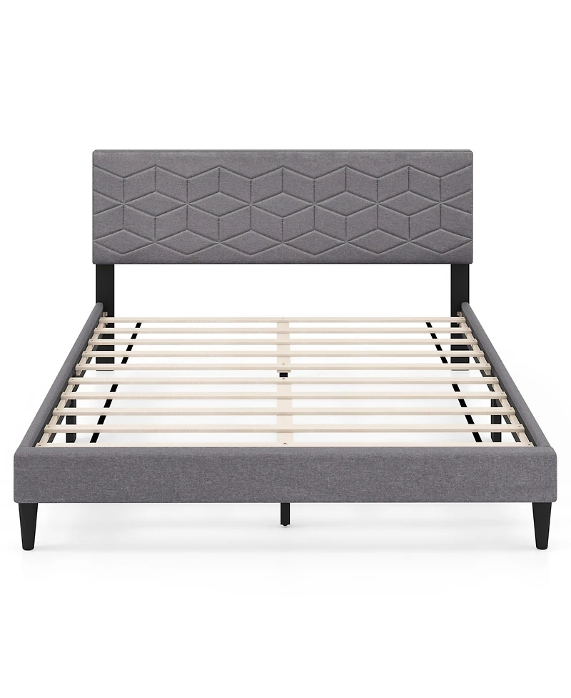 Slickblue Linen Fabric Upholstered Platform Bed Frame