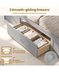 Slickblue Rattan Platform Bed Frame Full with Storage Drawers