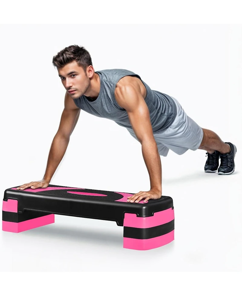 Zeny 31 Aerobic Step Platform Adjustable Exercise Workout Stepper with Stable Risers Stand Up Steppers for Exercise at Home Fitness Equipment