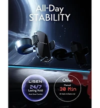 Lisen Electric Suction Car Phone Mount, Magnetic Vacuum Holder with Auto Lock, Adjustable Dashboard and Windshield Mount for iPhone, Samsung