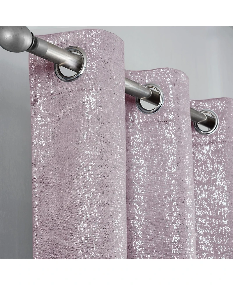 Dainty Home 2-Pack Artisinal 100% Blackout Thermal Insulated Noise Reducing Metallic Grommet Curtain Panel Pair with 3D Lurex