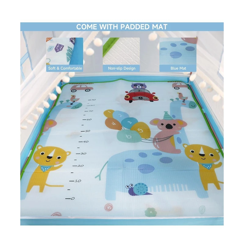 Bruce & Shark Kids Indoor Play Tent with Star Ball Lights, Mat Carry Bag