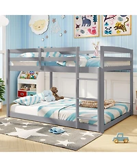 Slickblue Low to Ground Full Over Bunk Bed for Small Spaces Kids Bedroom