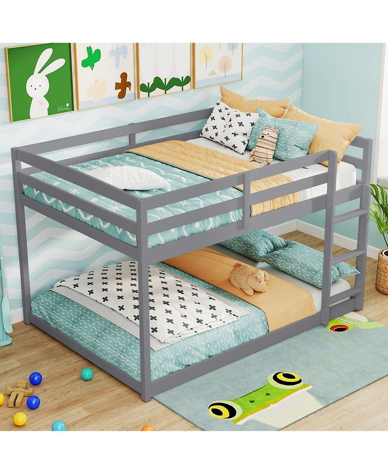 Slickblue Low to Ground Full Over Bunk Bed for Small Spaces Kids Bedroom