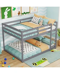 Slickblue Low to Ground Full Over Bunk Bed for Small Spaces Kids Bedroom