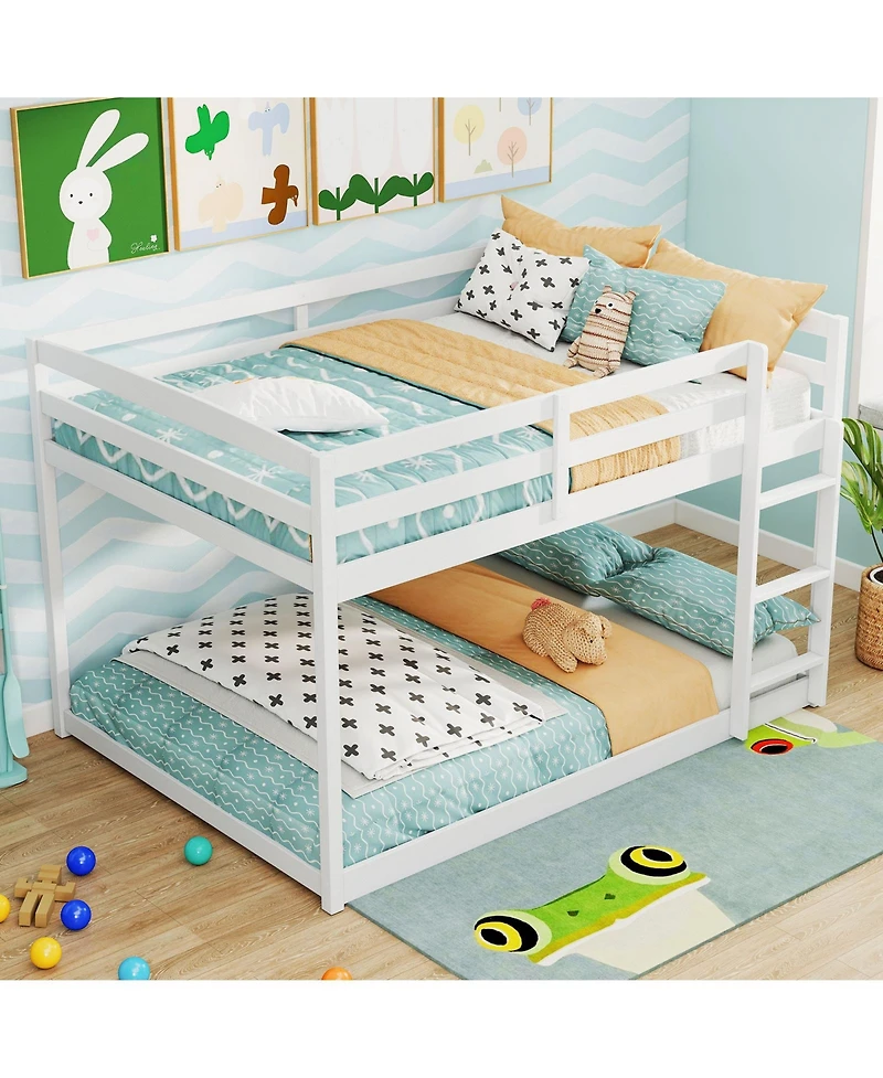 Slickblue Low to Ground Full Over Bunk Bed for Small Spaces Kids Bedroom