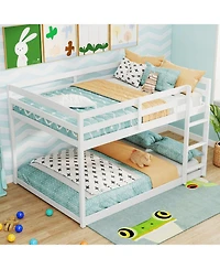 Slickblue Low to Ground Full Over Bunk Bed for Small Spaces Kids Bedroom