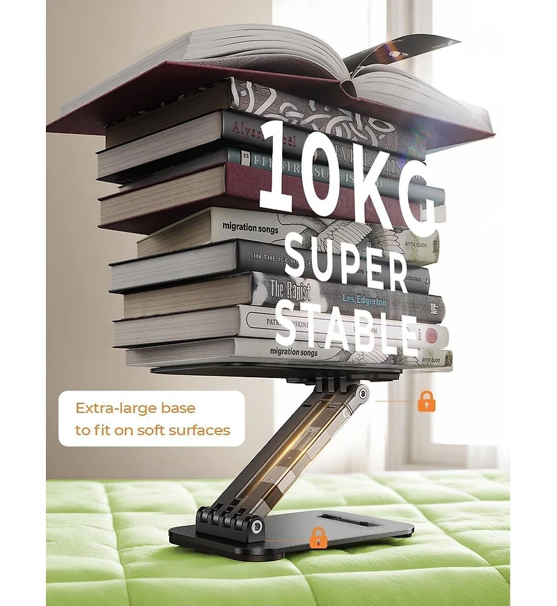 Lisen Adjustable iPad Stand for Desk, Aluminum Tablet Holder with Angle Adjustment, Foldable Design, Compatible with iPad, Tablet, Kindle