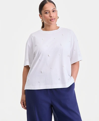 I.n.c. International Concepts Plus Jeweled T-Shirt, Macy's Exclusive