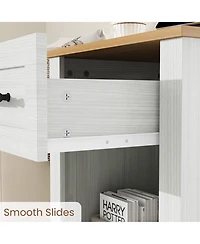 Homfan Farmhouse Nightstand with Charging Station